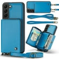 thumbnail image 1 of SaniMore for Samsung Galaxy S23 6.1" 2023 Case, [Crossbody/Wrist Strap][Zipper Flip Wallet][Card Slots][Rifid Layer] PU Leather Retro 360°Protective Shockproof Cover For Samsung Galaxy S23, Blue, 1 of 10