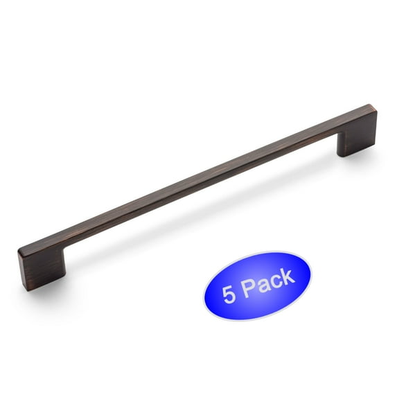 5 Pack - Cosmas 11244-160ORB Oil Rubbed Bronze Modern Cabinet Hardware Handle Pull - 6-5/16" Inch (160mm) Hole Centers