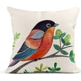 thumbnail image 3 of Set of 4 Linen Throw Pillow Covers 18x18 Inches Home Decorative Cushion Colorful Spring Animal Retro Flying Red Bird with Flowers Pillow Cases Square Pillocases for Outdoor Bed Sofa, 3 of 6