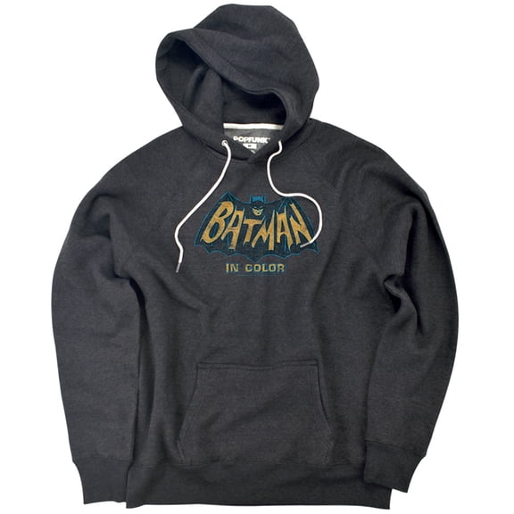 Batman Classic Tv In Color Unisex Adult Slim Fit Pull-Over Heather Hoodie, Charcoal, Small