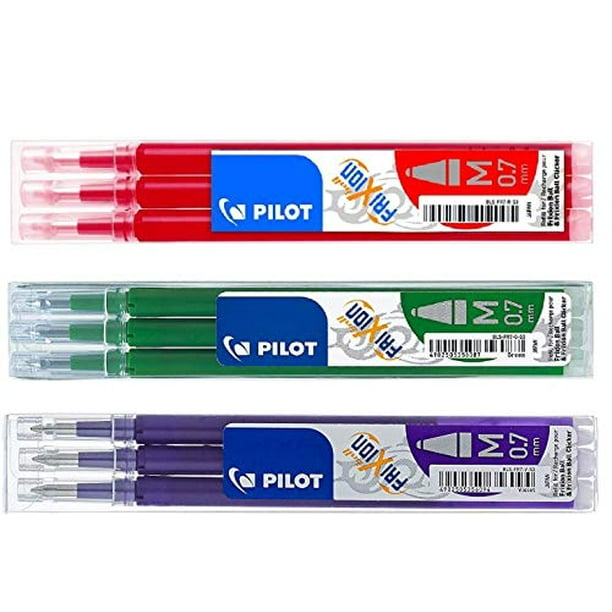 Pilot Frixion erasable pens refill, 9 refill bundle Green, Red, Violet