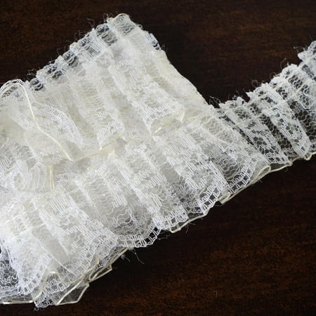 Sewing Trim Pillows Efavormart 25 YARD Ruffle Lace Trim With Satin Edged Tulle Fabric For Dress Craft Sewing Trimming - IVORY ()