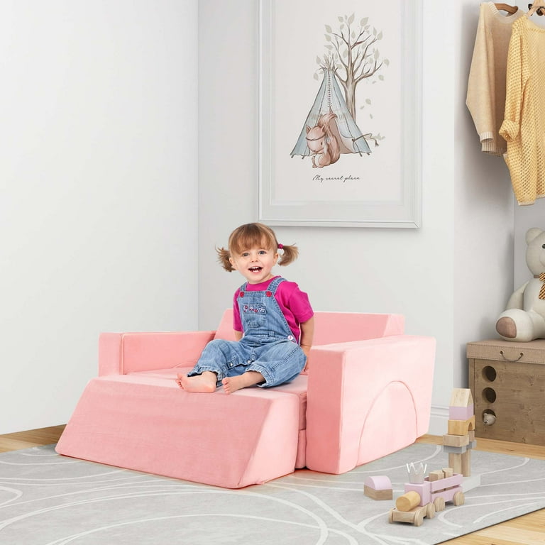 Costway Kids Modular Play Sofa 8 PCS with Detachable Cover for