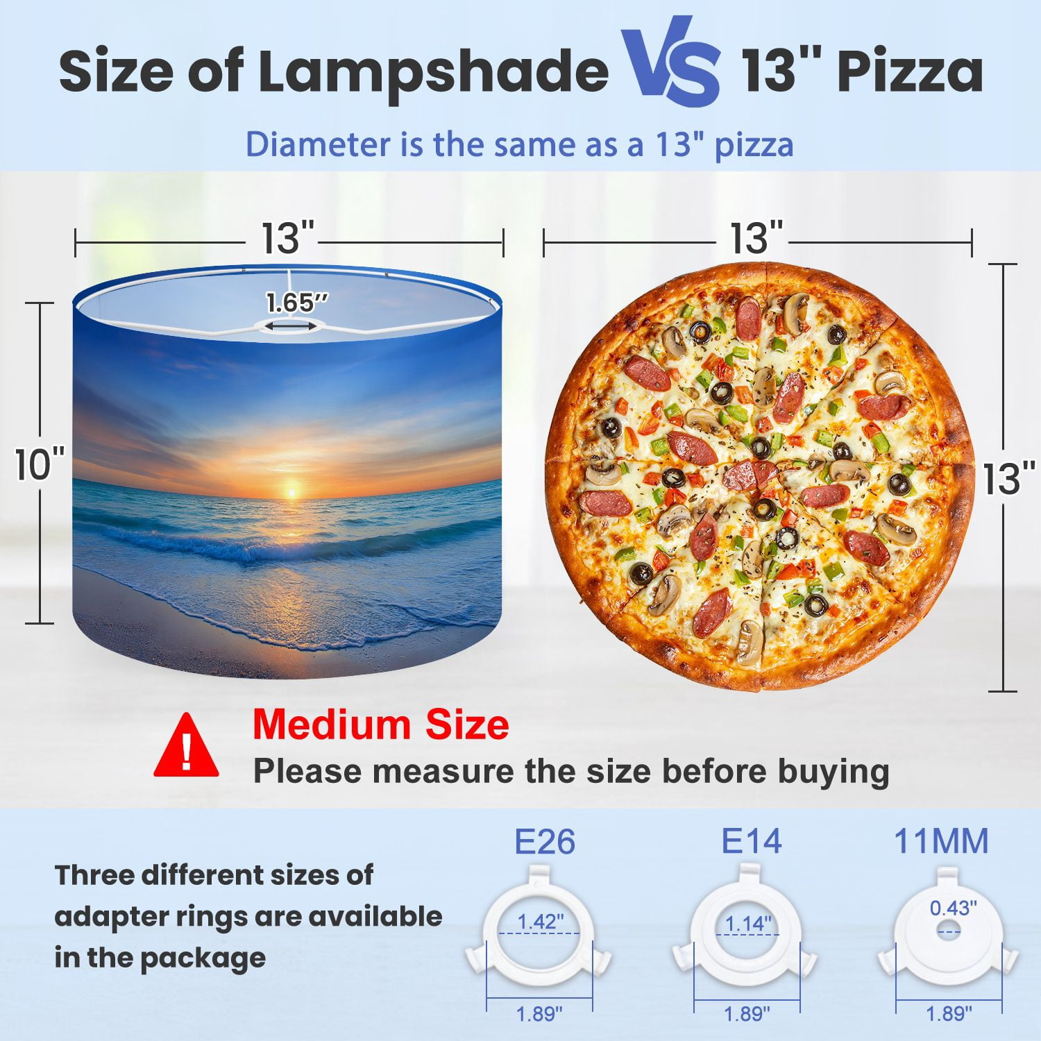 Lampshades 2 Pack Ocean Beach Sunset 13"x13"x10" Light Shade for Table Lamps Floor Lamp Shades Lampshade Replacement Easy Assembly