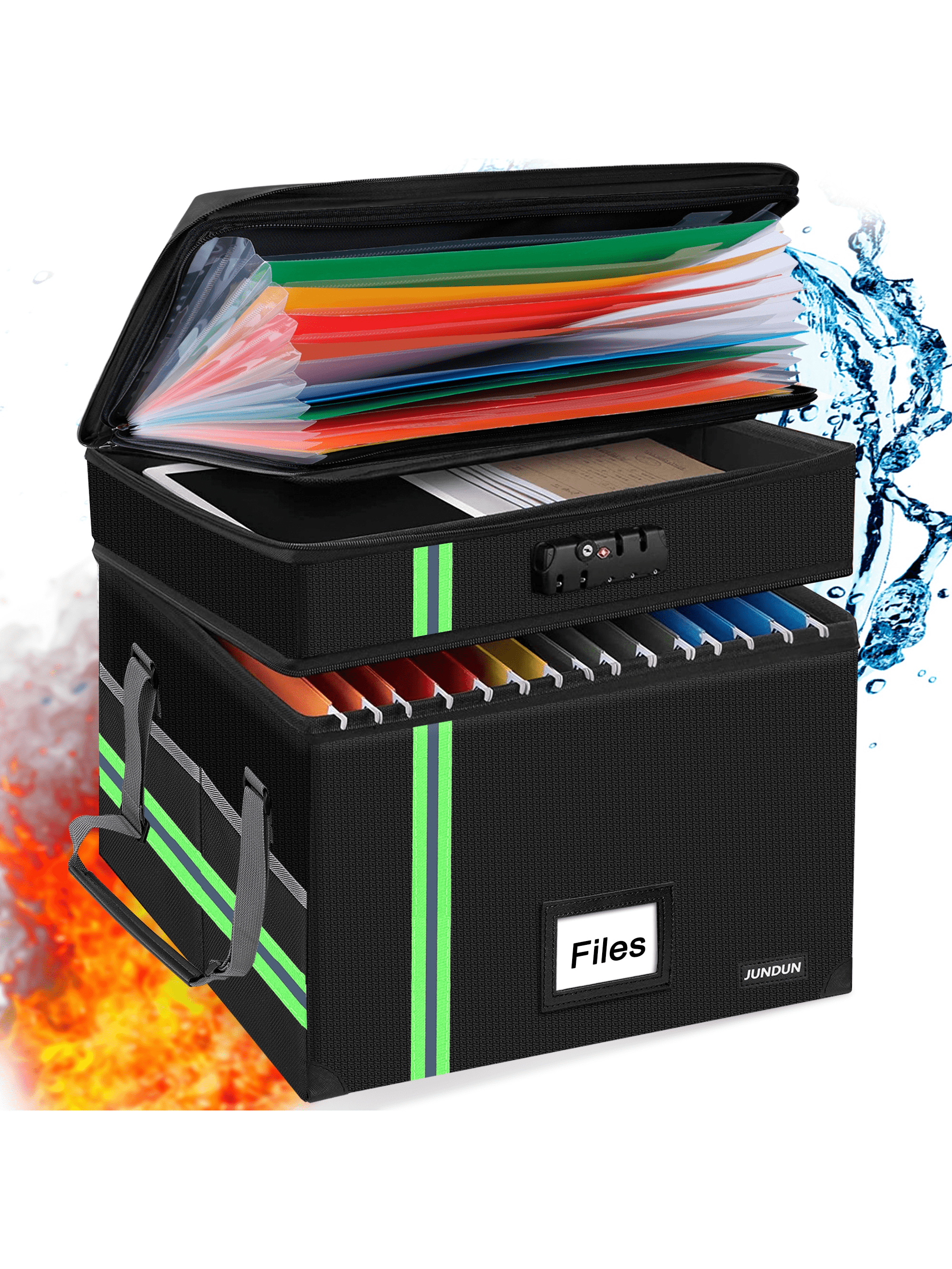 JUNDUN File Box,2- Layer Fireproof Document Box with 13 Pockets File ...