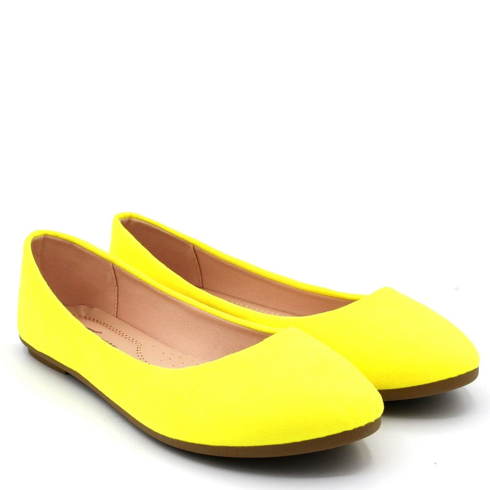 Buy Women s Neon Yellow Suede Flats Shoes at Ubuy Oman