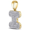 thumbnail image 2 of 10kt Yellow Gold Mens Round Diamond Letter I Bubble Initial Charm Pendant 1/2 Cttw, 2 of 2