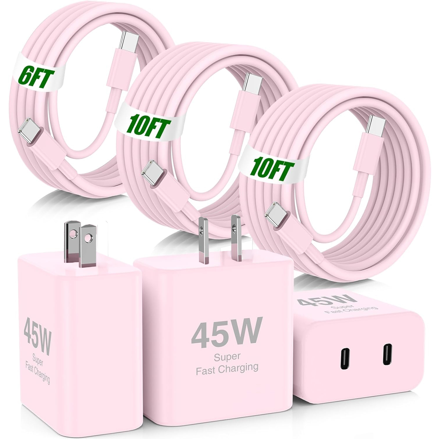 JOZASHON iPhone 17 Pro Max Charger Fast Charging, 45W Dual USB C Fast Charger Plug,6/10/10ft Type C Cable for iPhone 17/17 Pro/17 Pro Max/Air/16/16 Pro/16 Pro Max/16 Plus