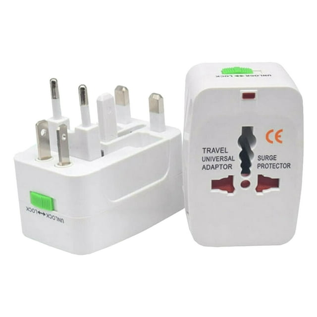Universal Worldwide Travel Adapter - UK/US/EU Plugs, Covers 160+ Countries, 4 USB Ports, 6.3A Safety Protection, Compact, for Phones/Laptops, AC Power Charger