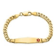 thumbnail image 4 of Primal Gold 14 Karat Yellow Gold Medical Soft Diamond Shape Red Enamel Curb Link ID Bracelet, 4 of 4
