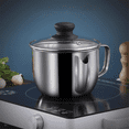 thumbnail image 5 of Stainless Steel Fat Separator 1L/4 Cup, Grease Separator with Strainer and Glass Lid, Soup Oil Separator Cup, 5 of 5