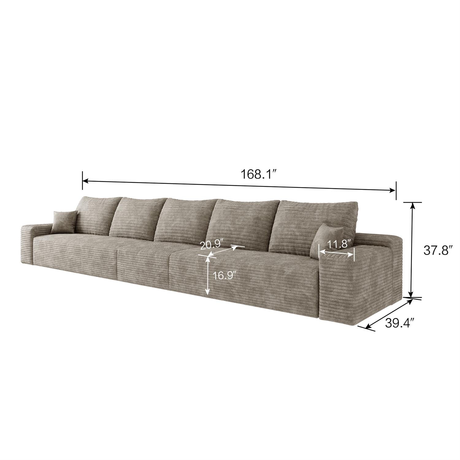 Demi Bonn 168" Cloud Sectional Sofa, Modern Modular Deep Seat Upholstered Couch for Living Room & Bedroom, No Assembly Needed, Beige