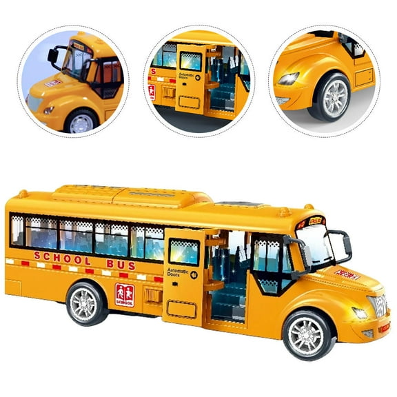 NICEXMAS Toy for Kids School Bus Toy with Lights Orange Plastic 1Pcs