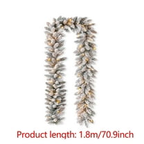 LanSuare 5.9FT Christmas Snowy Garland with Lights, Pre-lit Battery Operated Xmas Snowy Garland, Suitable for Mantle, Stairs, Fireplace, Outdoor, Home Decor