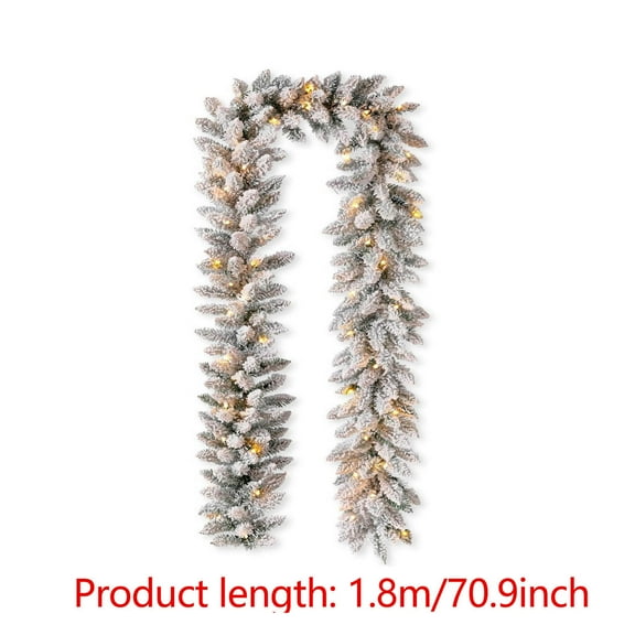 LanSuare 5.9FT Christmas Snowy Garland with Lights, Pre-lit Battery Operated Xmas Snowy Garland, Suitable for Mantle, Stairs, Fireplace, Outdoor, Home Decor
