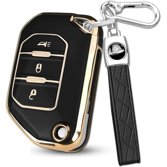 Key Fob Cover Compatible with Fit for Jeep Wrangler JL JLU Rubicon Sahara Sport S 4xe Gladiator JT Keychain Case Holder Protector,G-Black