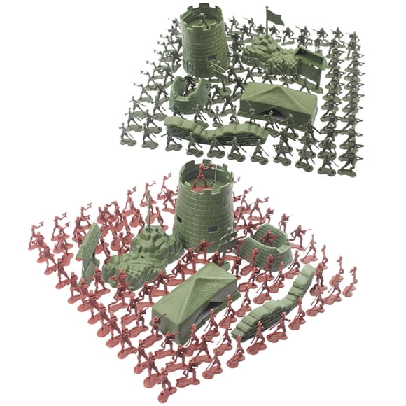 200pcs Mini Soldier Toy Military Plastic Soldier Model Toy Men Figures Accessories Kit Decor (Red + Green)