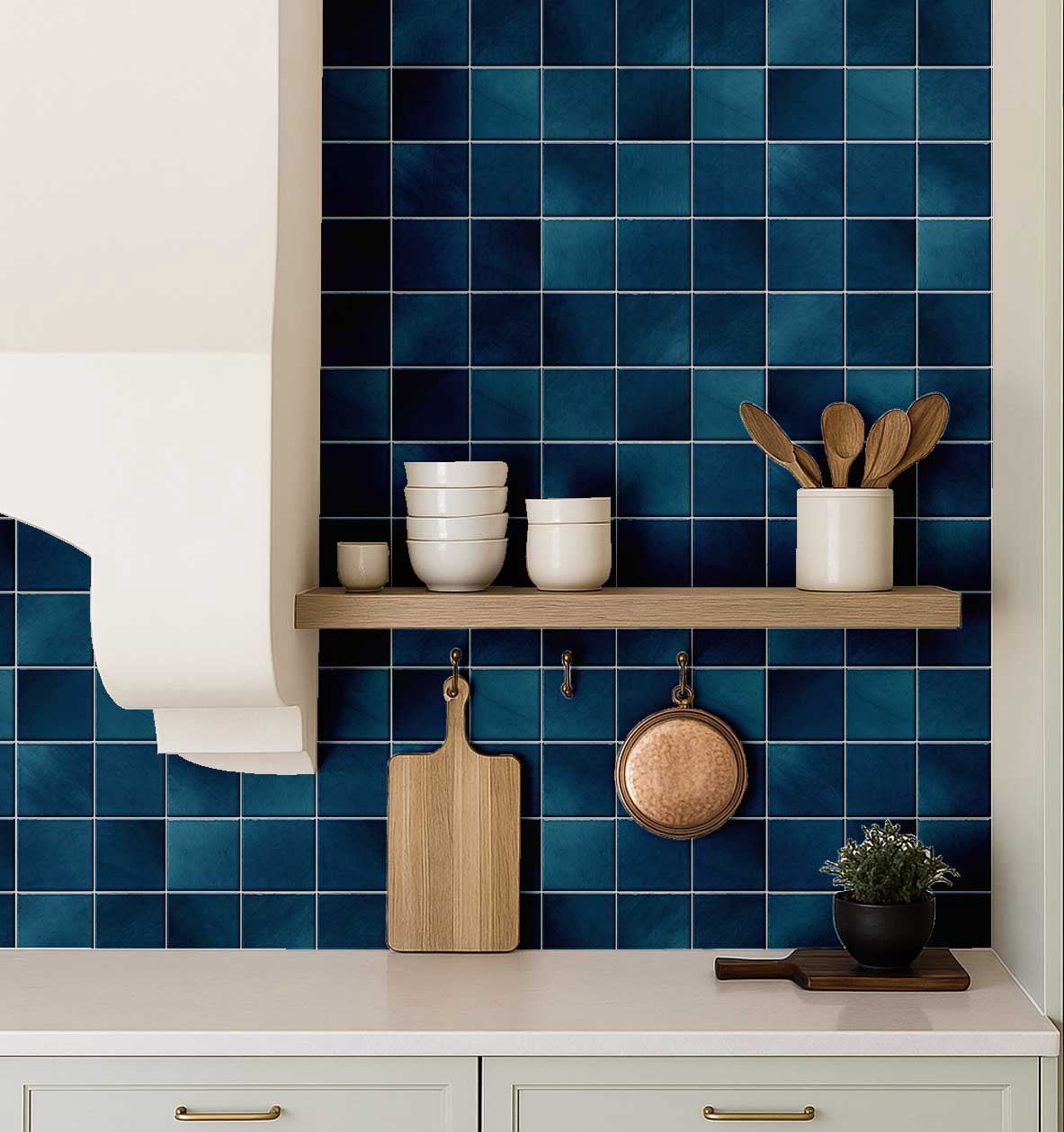 S4Sassy Mosaic Tile Pattern Wallpaper - Teal Wall Covering, 25" X 120" Self-Adhesive Plain Vinyl Wall Paper, Walls Wrap, Stylish Wallpaper For Bedroom, Closet, Office, Makeup Room