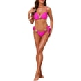 thumbnail image 2 of INSPIRAR CHIC Conjuntos de Bikini de Dos Piezas con Patrón de Escamas de Pescado y Concha para Mujeres, Tiras Ajustables, Parte Superior y Parte Inferior Triangular, Trajes de Baño, Rosa Rojo Mediano, 2 of 5