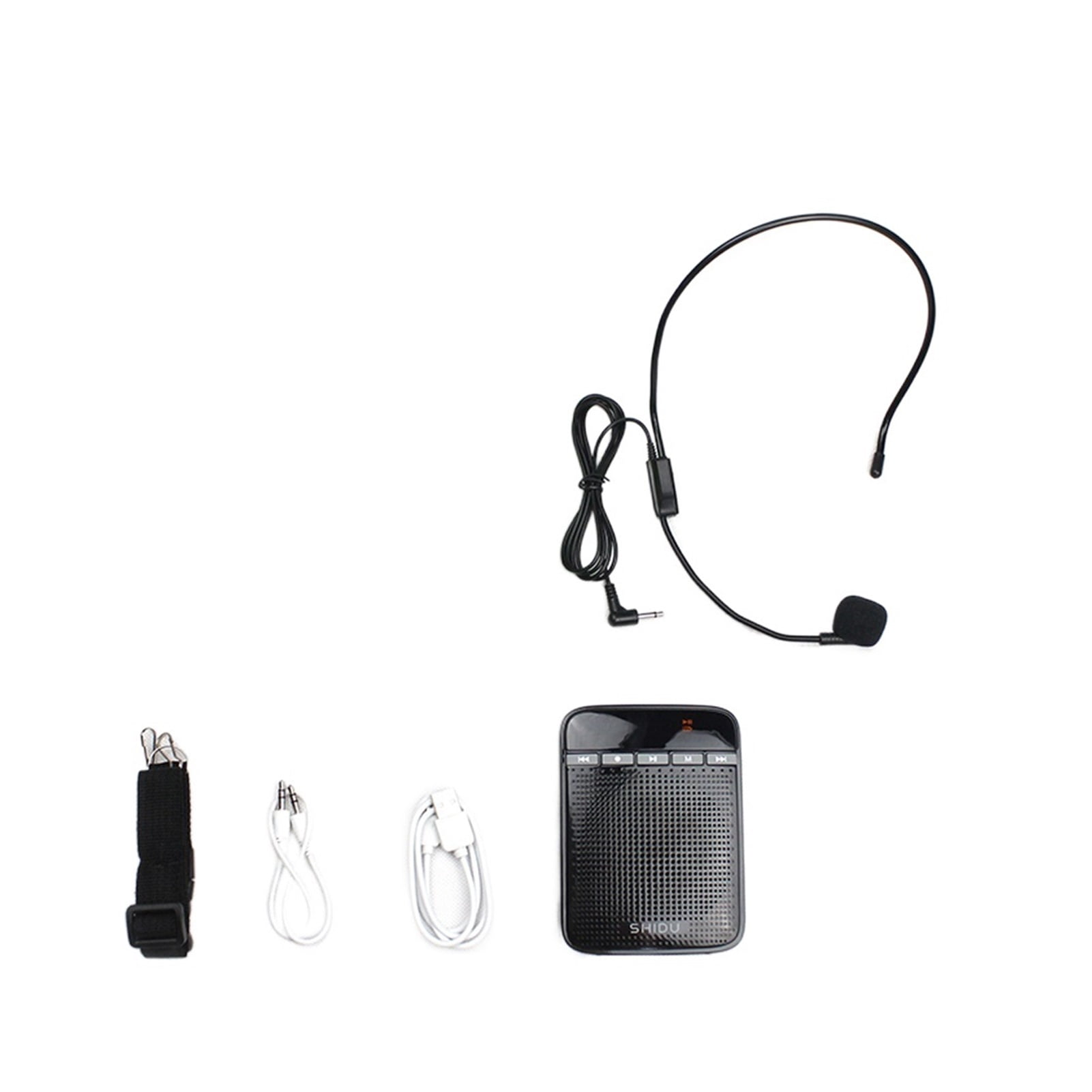 Personal Portable Voice Amplifier for Teacher Megaphone AUX Audio Sound Speaker Recording FM Radio with Wired Microphone