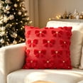 thumbnail image 7 of Yeciiwht Christmas Pillow Covers 18x18in，Knitted Bow Pillow Cases Decorative Throw Pillow Covers with Heart Accents for Home Christmas Decor 4 Colors, 7 of 7