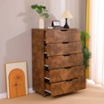 thumbnail image 2 of Jopath 5 Drawer Dresser for Bedroom,Modern Wood Storage Cabinet with Wheels,Tall Chest of Drawers for Living Room,Hallway,Entryway,Rustic Brown, 2 of 8