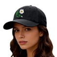 thumbnail image 5 of Vintage Washed Baseball Cap, Hand Embroidered Flower Design Trucker Style Hat, Adjustable Sun Hat for Women Men, Casual Outdoor Unisex Cap for Daily Wear - Black, 5 of 5