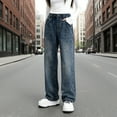 thumbnail image 1 of Pantalones vaqueros largos de invierno para niñas, pantalones vaqueros anchos con forro polar para tallas medianas y grandes., 1 of 9