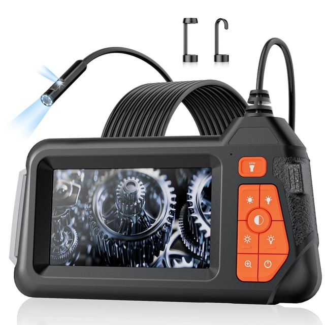 Cámara endoscópica con luz: endoscopio industrial de doble lente, cámara de inspección con boroscopio, 1080P HD, flexible, impermeable, 16.4 pies, para fontanería, automóviles, alcantarillado