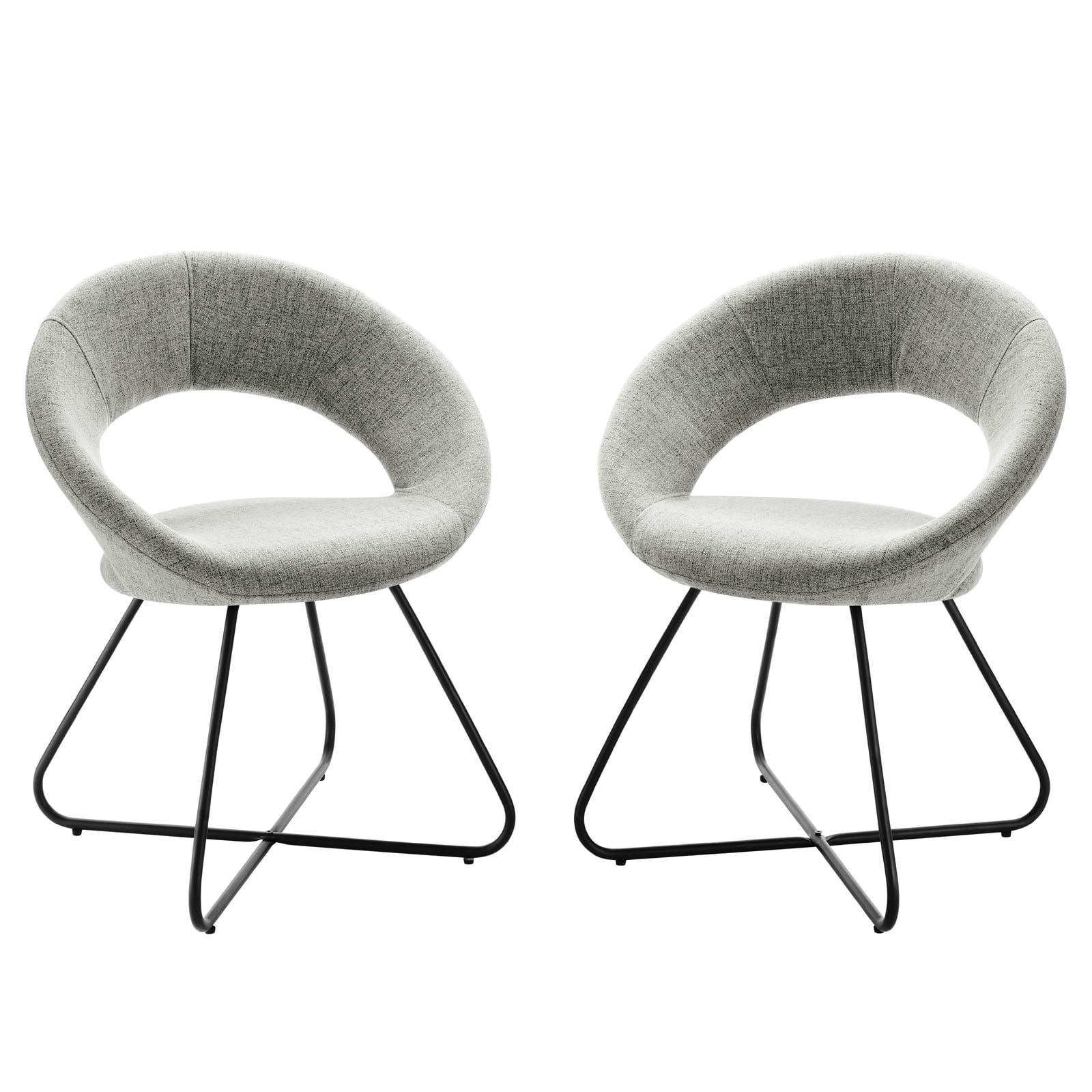 32" Black Light Gray Velvet Upholstered Side Chair with Metal Legs