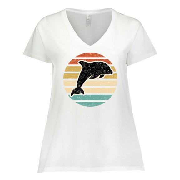 Inktastic Dolphin Cute Beach and Vacation Women's Plus Size V-Neck T-Shirt