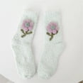 thumbnail image 2 of Audhol Socks For Women Women'S Winter Thickened Non Shedding Home Sleeping Socks With Small Flowers Warm Mid Calf Coral Velvet Floor Socks Fuzzy Socks Green One Size, 2 of 3