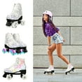 thumbnail image 4 of EONROACOO White Roller Skates for Women Girls Double Row Light up Quad Skates(Women 7/Men 6), 4 of 10