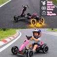 thumbnail image 3 of Holaki 12V Electric Go Kart for Kids, Battery Powered Ride on Toy with Adjustable Seat, Music, LED Lights, EVA Wheels & Forward/Reverse Driving, Pink, Ages 3-6, 3 of 11