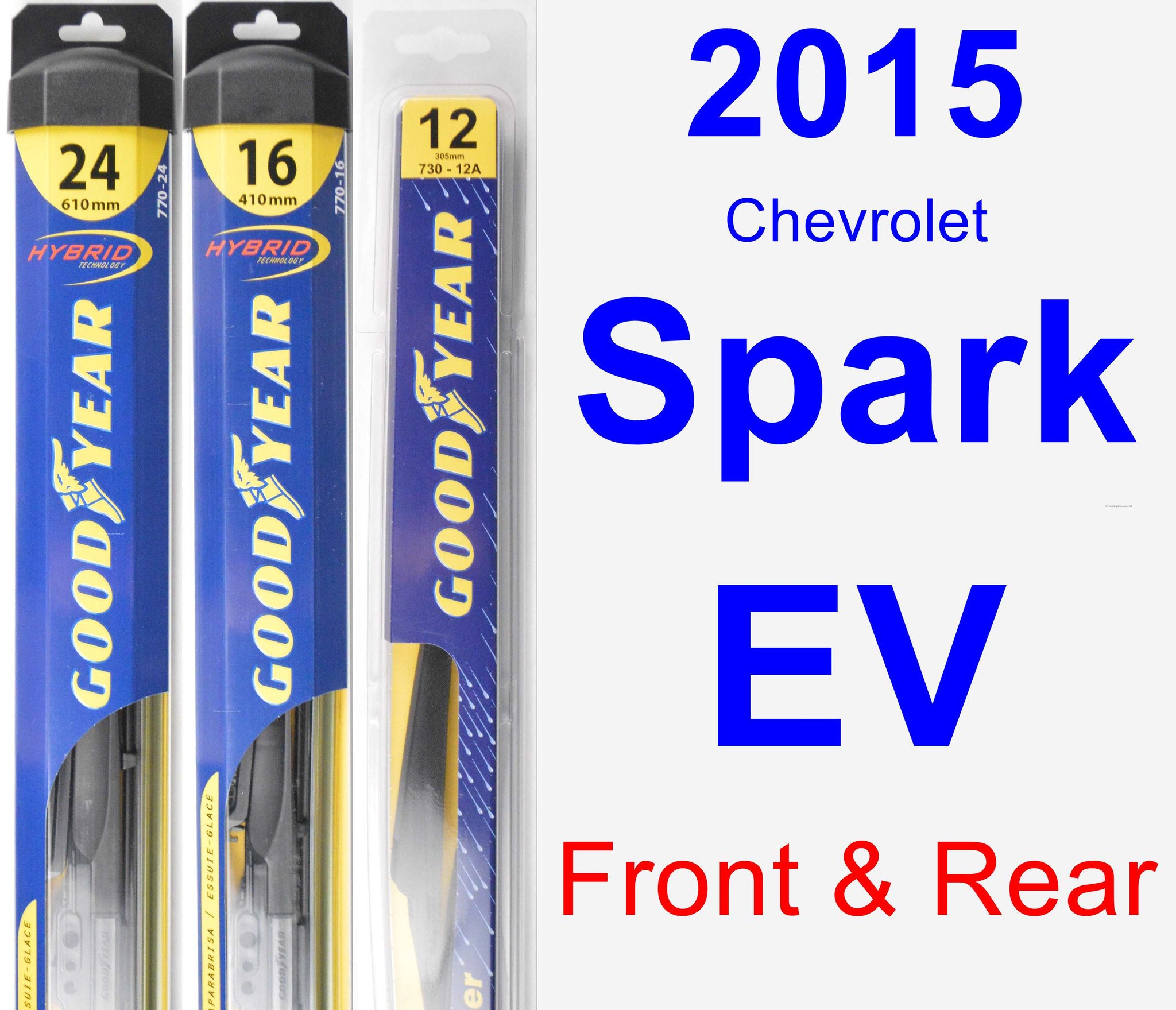 2015 Chevrolet Spark EV Wiper Blade Set/Kit (Front & Rear) (3 Blades