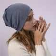 thumbnail image 3 of Bomber Hats CQXIDFH Woven Crochet Slouchy Beanie, Pleated Baggy Beret Style Winter Hat, Unisex Fashion Headwear, Fishing Cap (Light blue, One Size), 3 of 5