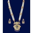 thumbnail image 2 of Artificial Gold Jadau Jewellery Rajputana Rajasthani Marwadi Style Antique Traditional Stylish Ethnic Wear Gold Plated Pendant Rani Haar Necklace set Earrings (PLK BDD LNG), 2 of 5