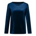 thumbnail image 5 of Aboser Womens Boat Neck Velvet Tops Dressy Casual Long Sleeve Shirts Solid Color Basic Tees Loose Fit Velour Pullover Shirt Cozy Soft Spring Blouses, 5 of 7