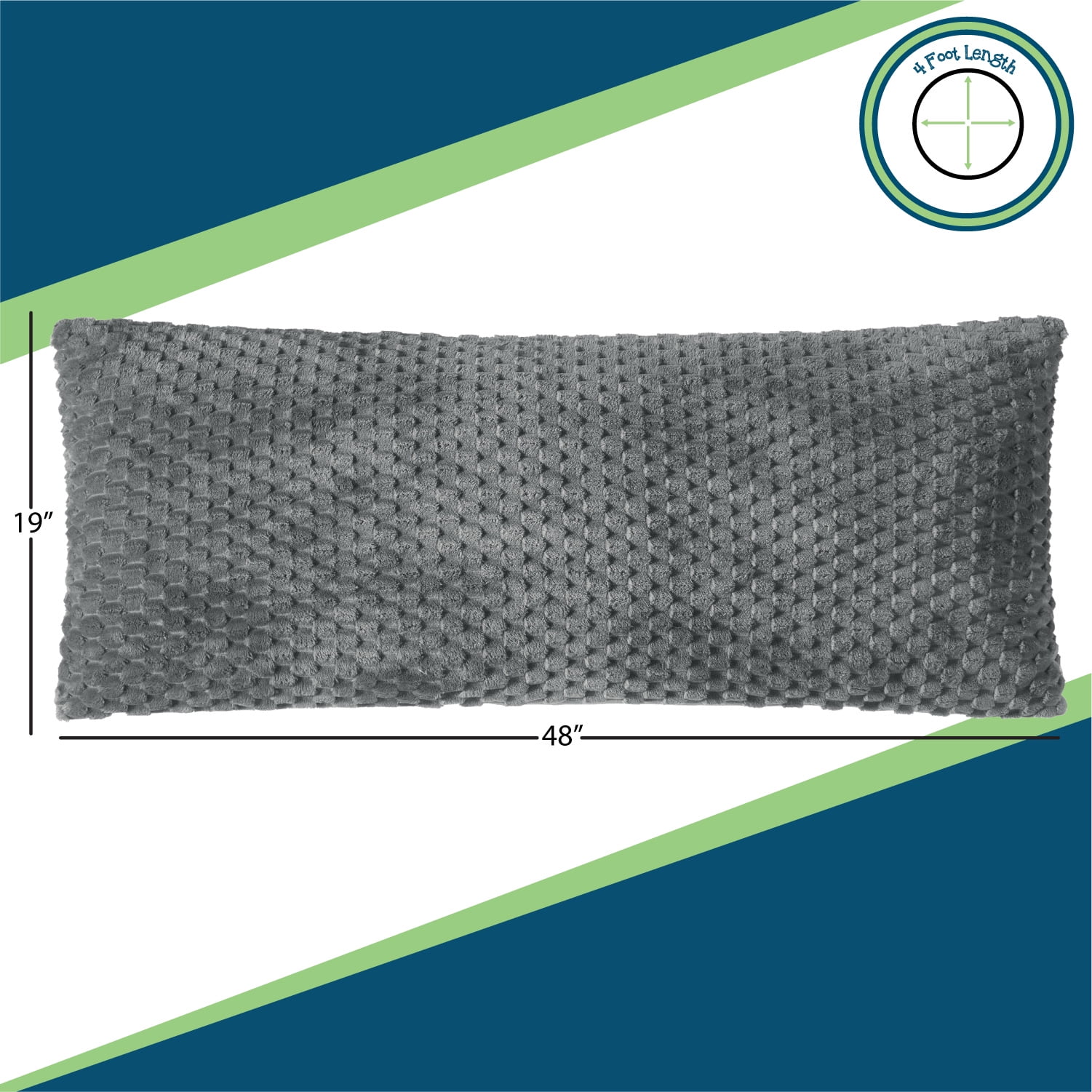 Your Zone Grey Textured Honeycomb Plush Body Pillow, 20" x 48"