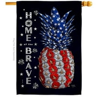 Breeze Decor H120240-BO 28 x 40 in. Patriotic Pineapple Americana Star & Stripes Double-Sided Vertical Decoration Banner House & Garden Flag - Yard Gift