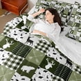 thumbnail image 4 of Homewish Wildlife Moose Elk Bedding Comforter Set 7pcs, Woodland Animal Bear Queen Bedding Sets, Green Rustic Farmhouse Reversible Queen Sheet Sets, Super Cozy Room Decor, 4 of 7