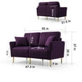 thumbnail image 6 of 3 Pieces Sectional Sofa Set, Modern Velvet Tufted Upholstered Sofa Couch Set with 3 Seater Sofa and 2 Pieces Loveseat 3 Pcs Sectional Couches with 7 Throw Pillows for Living Room Office, Purple, 6 of 7