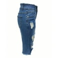 thumbnail image 6 of HKYNLAG Capri Jeans for Women Stretch Low Rise Ripped Distressed Denim Capris Raw Hem Skinny Cropped Jeans Pants Light Blue M, 6 of 7