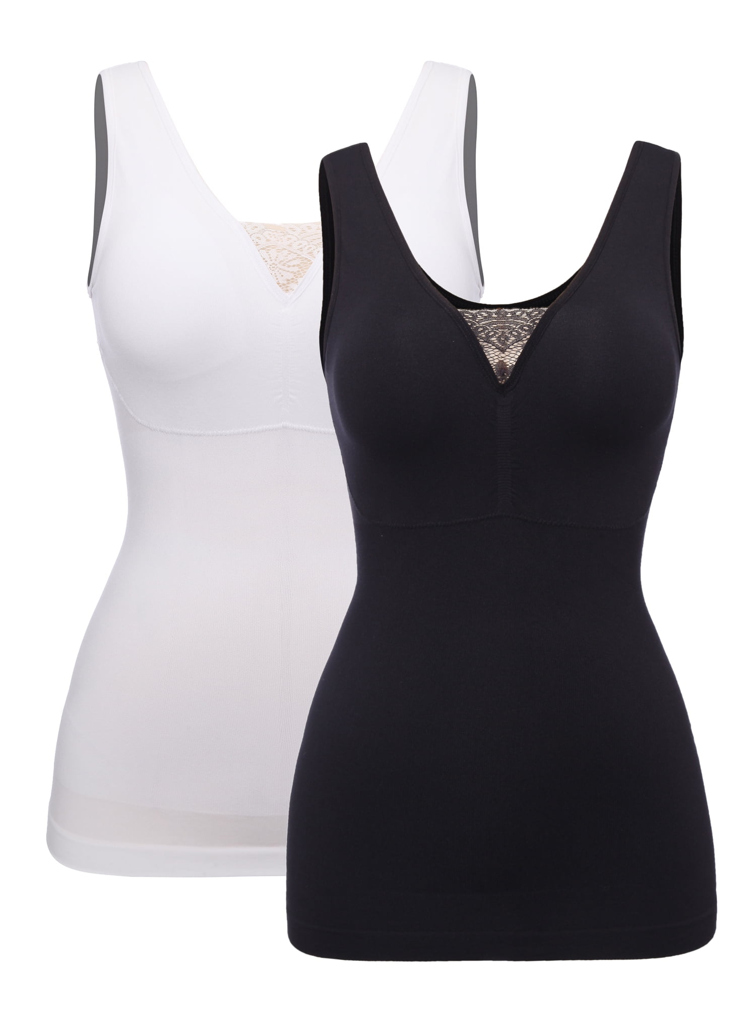 SLIMBELLE Womens Padded Camisole with Lace Cami Tummy Control Shapewear ...