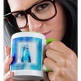 thumbnail image 2 of 3drose, Image of Sweet Dolphin Face and Flipper Painting, 15oz Two-tone Green Mug, 2 of 6