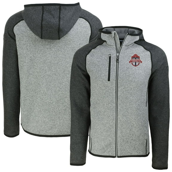 Men's-Cutter & Buck  Heather Gray Toronto FC Mainsail Raglan Full-Zip Hooded Jacket