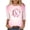 #0004-Pink, variant on Gift 3/4 Length Sleeve Womens Tops Crew Neck Breast Cancer Awareness Cute Duck Pink Ribbon Heart Graphic Blouses Relaxed Fit Inspirational Daily Tees