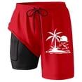 thumbnail image 4 of Shorts Cargo pour Hommes avec Doublure de Compression, Shorts de Bain Décontractés avec Poches Rouge S, 4 of 4