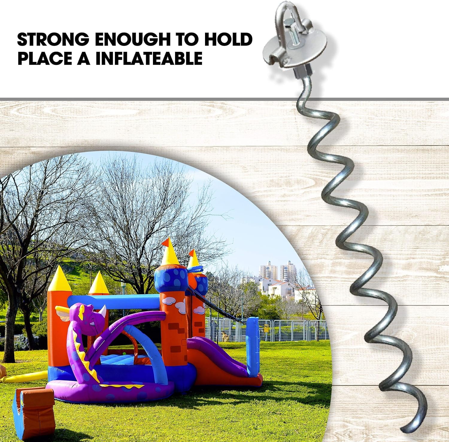 Ingeniuso - Spiral Ground Anchor - Heavy Duty Screw in Spiral Stakes, Folding Ring Ground Stakes for Securing Dogs, Tents, Trampolines, Canopies, Swing Sets, 4-Pack