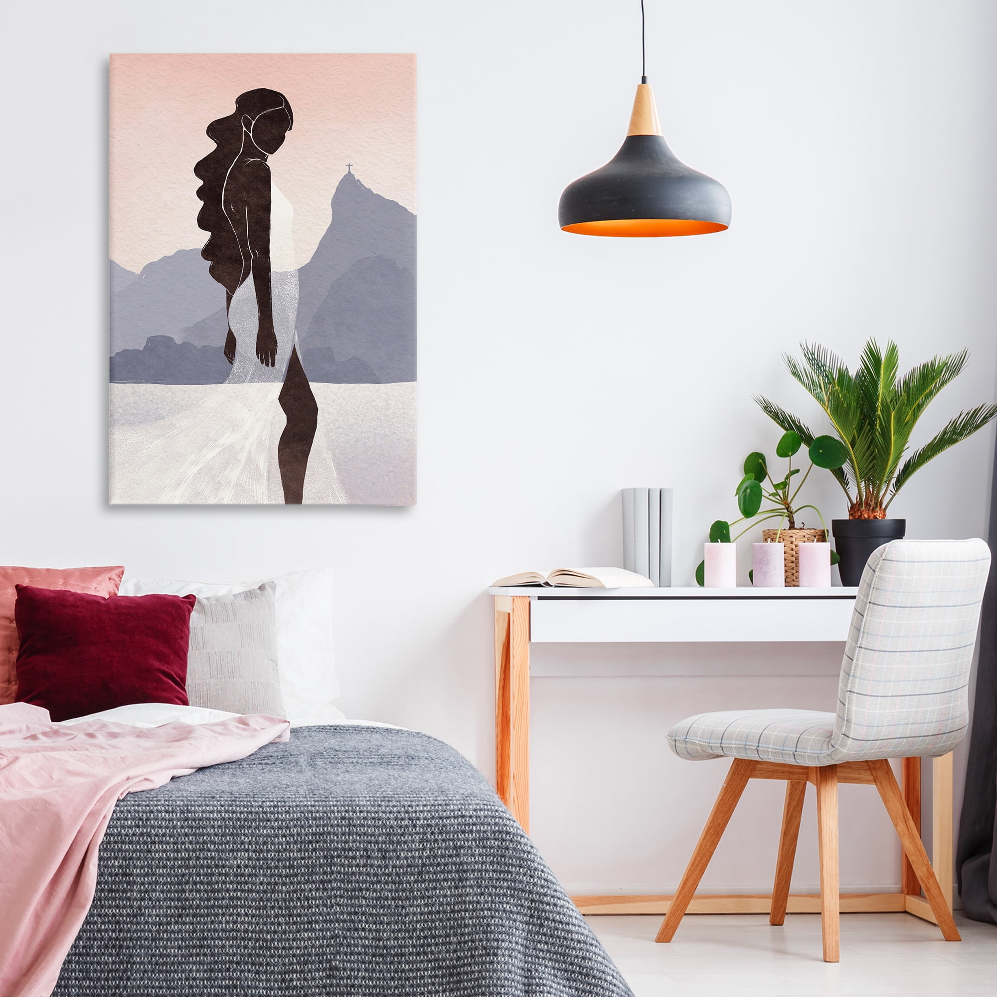 Stupell Industries Garota Silhouette Portrait Canvas Wall Art, design by Yuyu Pont
